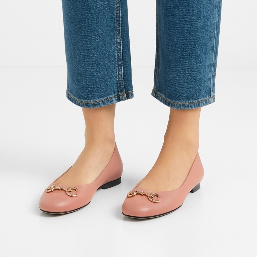 Gucci Horsebit Ballet Flats Pink Leather EU 39 US 9 Powder Pink - Picture 3 of 16